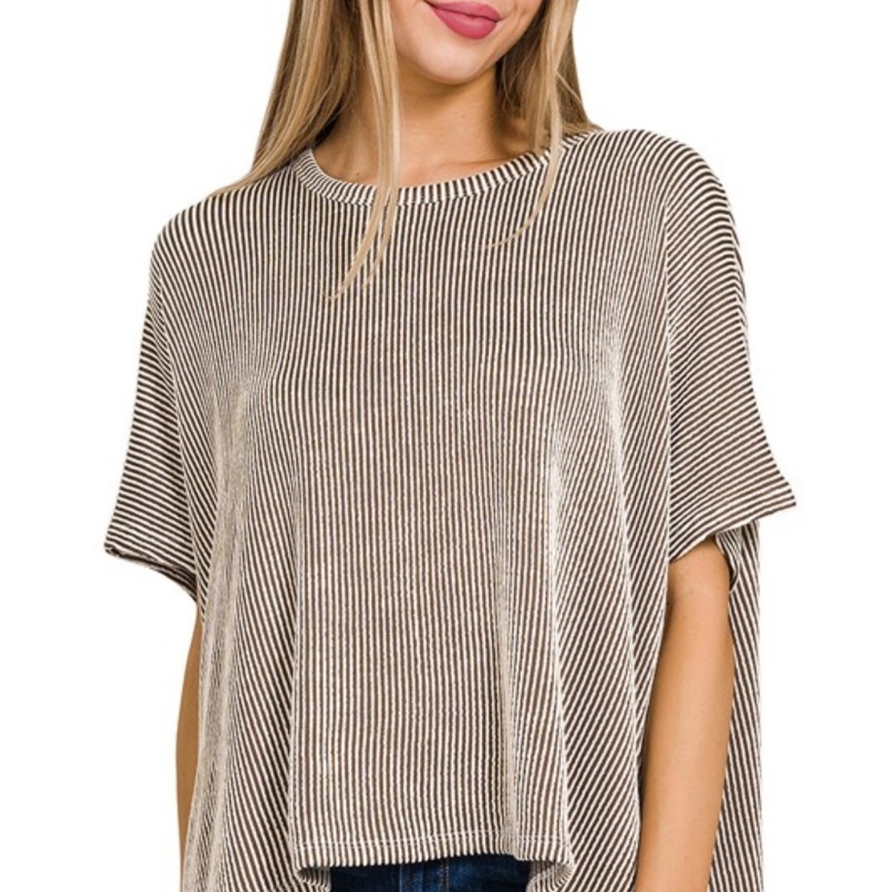 Striped Brown and White Women's Top